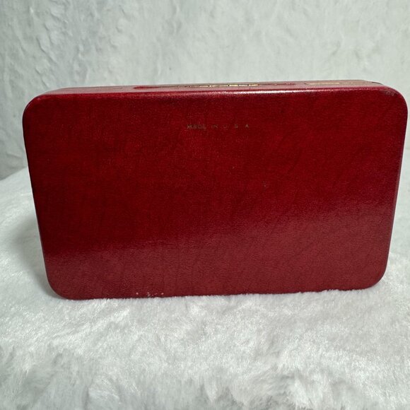Vintage Red Leatherette Jewelry Box Red With Gold Crowns Horse Heads And Swords - Picture 2 of 7